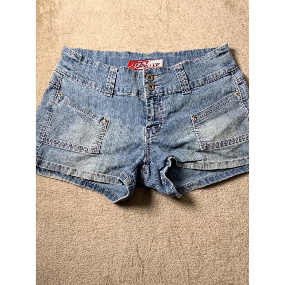 Lazer Jeans Women Size 5 Denim Shorts Distressed acid wash Y2K Low Rise 2000s